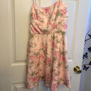 Pink Floral Fit & Flare Mini Sundress with Back Bow